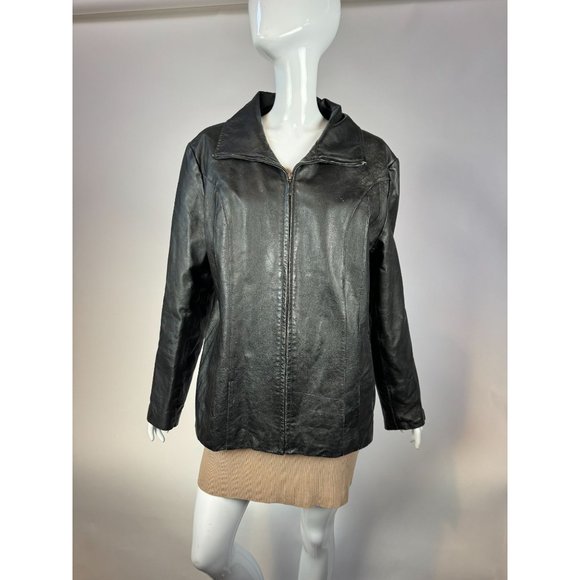 East 5th Zip Front Jacket Size XL Black Genuine Leather - Picture 12 of 16